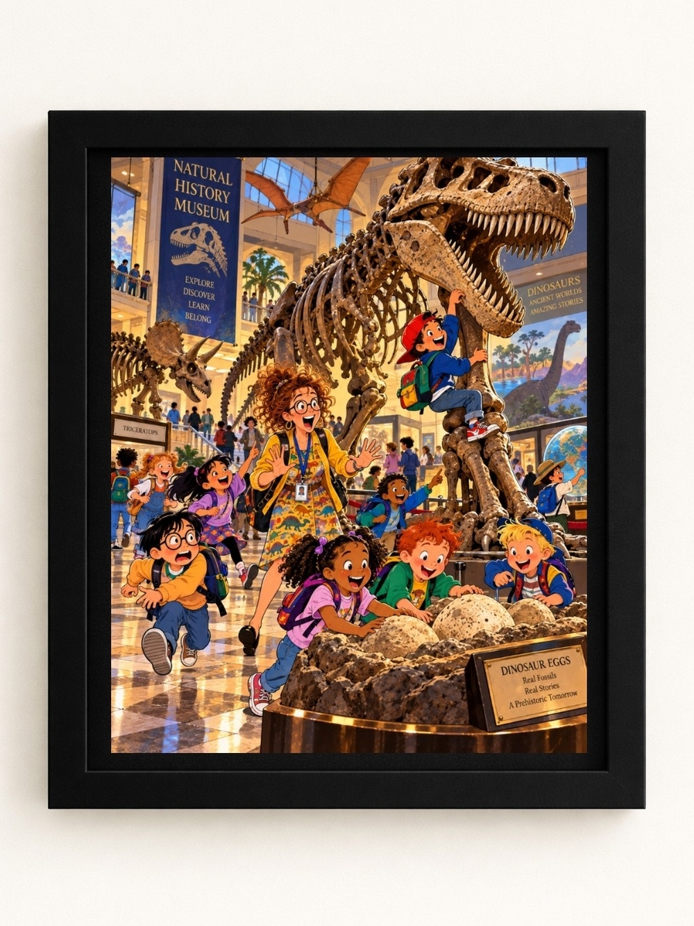 Museum Dinosaur Poster Art Print - Multicolor